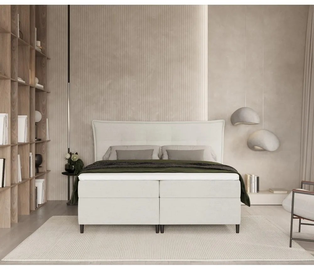 Letto boxspring crema con contenitore 200x200 cm Sinai - Maison de Rêve