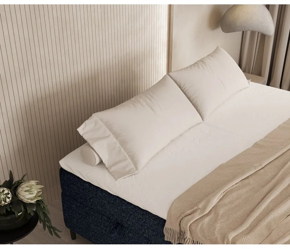 Letto boxspring blu scuro con contenitore 140x200 cm Araya - Maison de Rêve