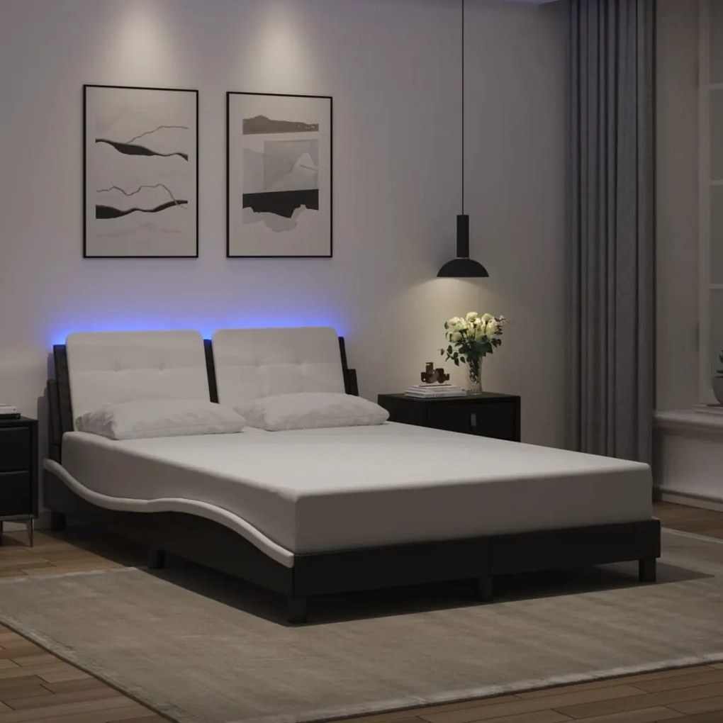 Giroletto Con Luce Led Nero E Bianco 140x200 Cm İn Similpelle /