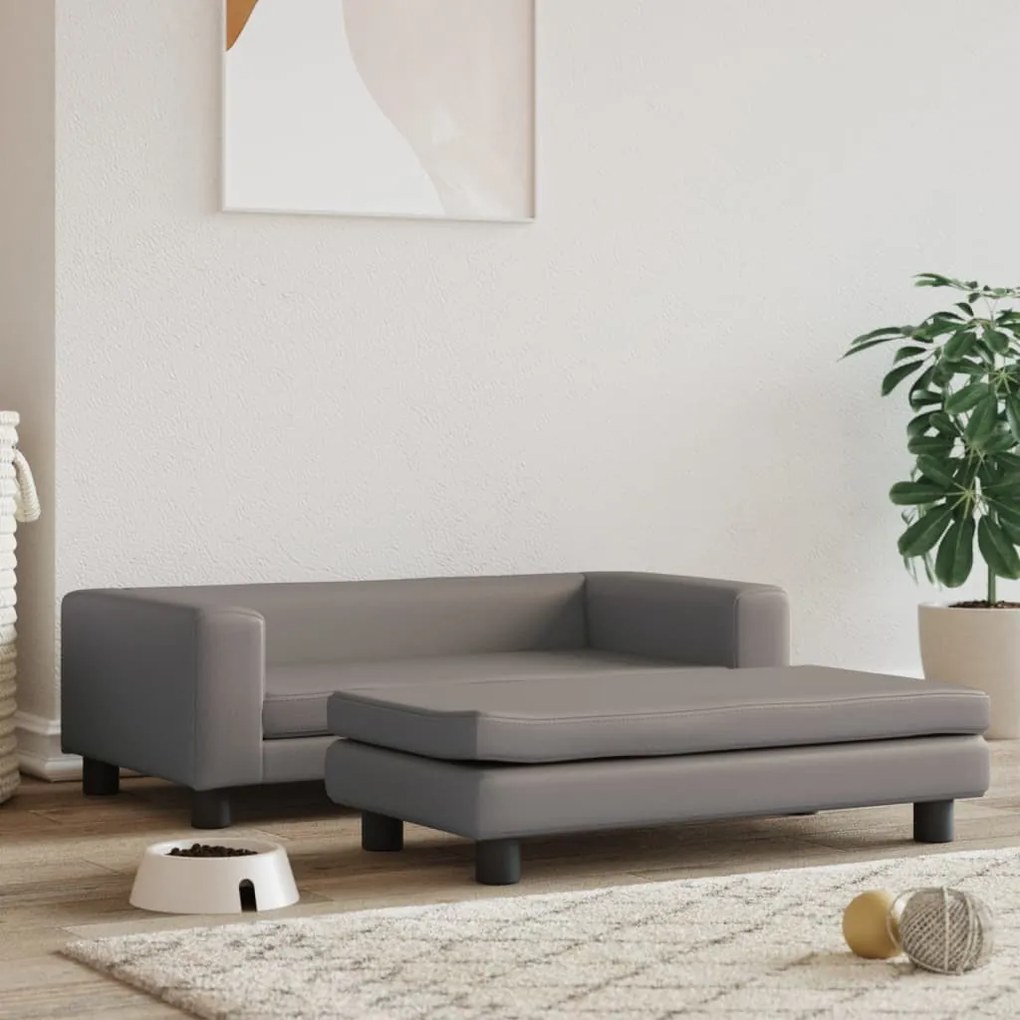 Lettino per cani con estensione grigio 100x50x30 cm similpelle