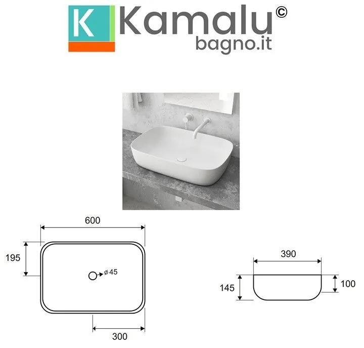 Kamalu - lavabo da appoggio colore bianco opaco 60cm mil-lb
