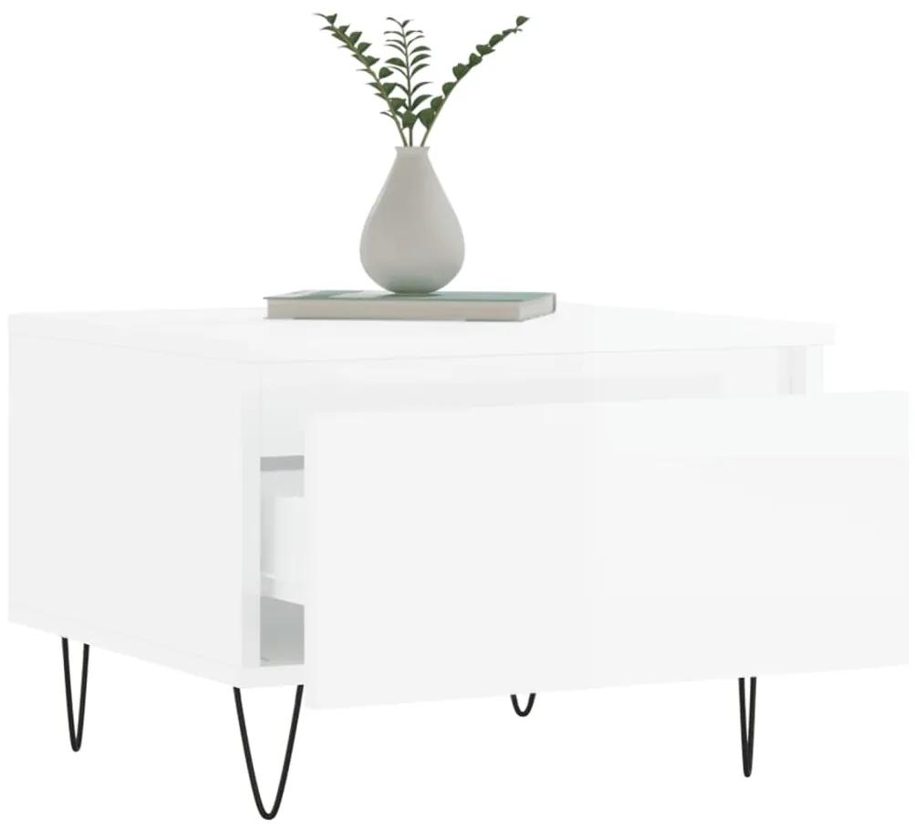 Tavolino da salotto bianco lucido 50x46x35 cm legno multistrato
