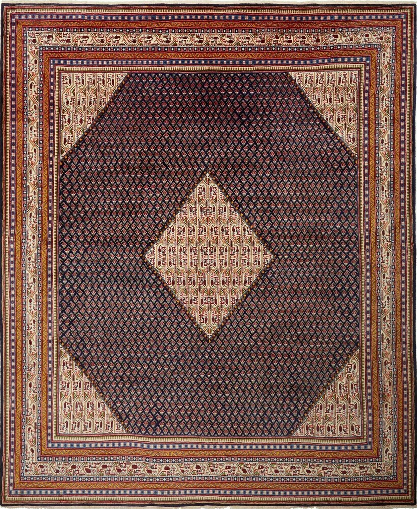 Sarouk Tappeto 340x290 Blu (Iran) Annodato A Mano