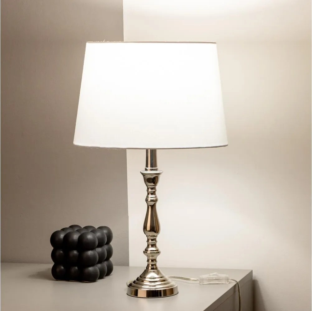 Brilagi - Lampada da tavolo CERIA 1xE27/60W/230V Ø 30 cm cromo lucido/bianco
