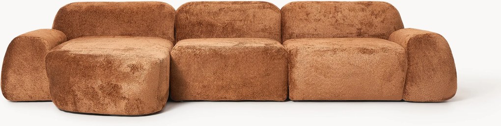 Divano angolare componibile 4 posti in teddy bouclé Wolke