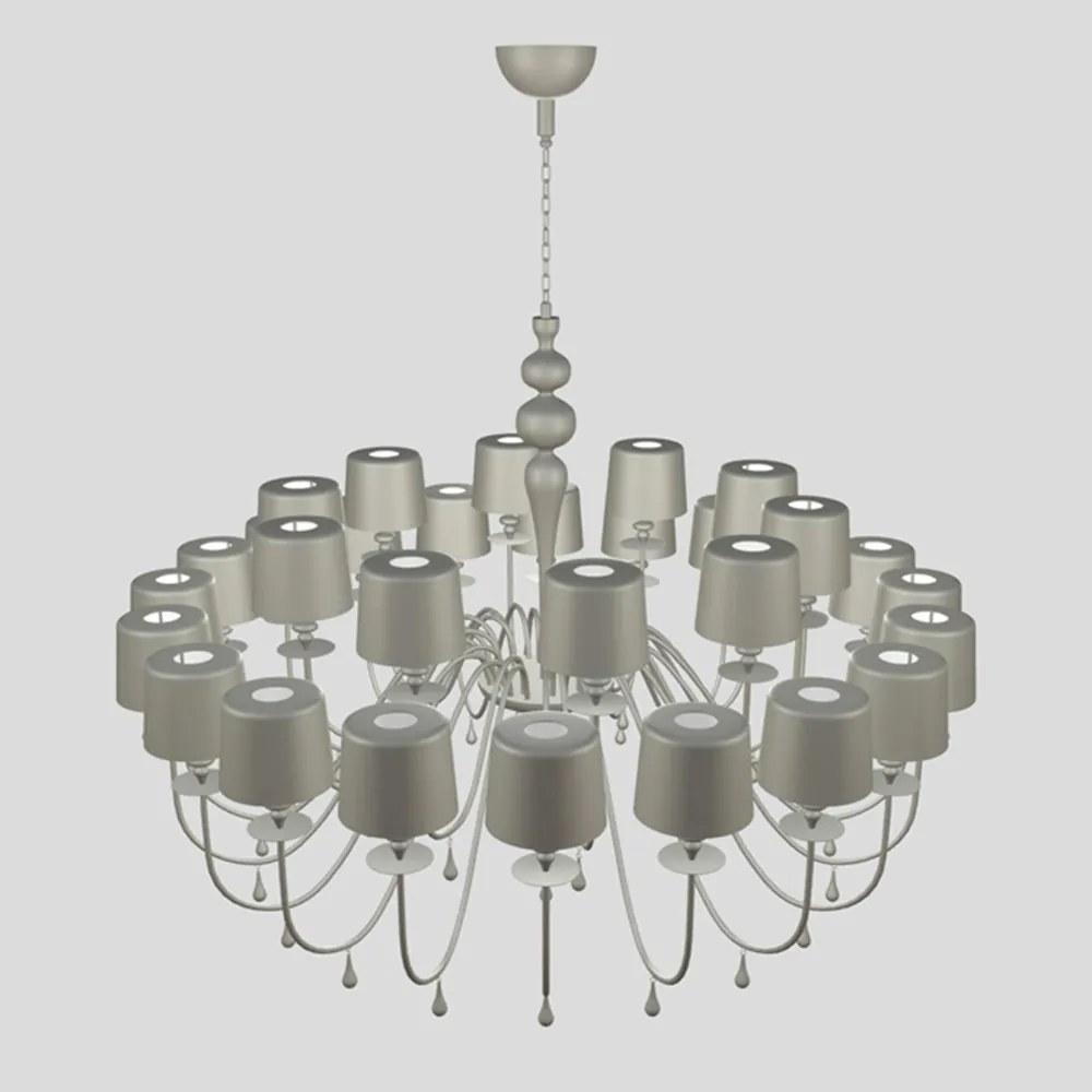 Lampadario Contemporaneo Eva In Plastica Grigio Scuro Alluminio 30 Luci