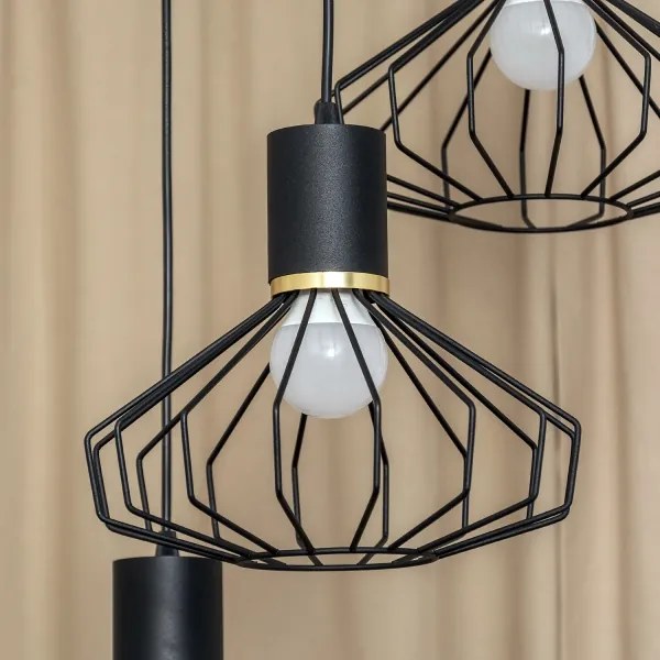 Lampadario a sospensione con cavo SOLANO 3xE27/15W/230V nero/oro