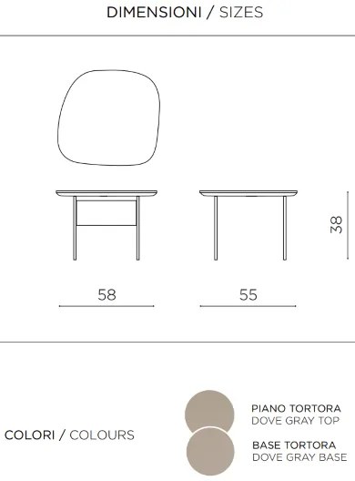 Tavolino con piano sagomato in legno Tortora e base in metallo - FLUX Small