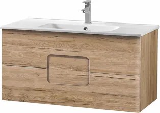 Mobile bagno sospeso 120 cm in Nobilitato con due cassetti ARCO Rovere Nodi