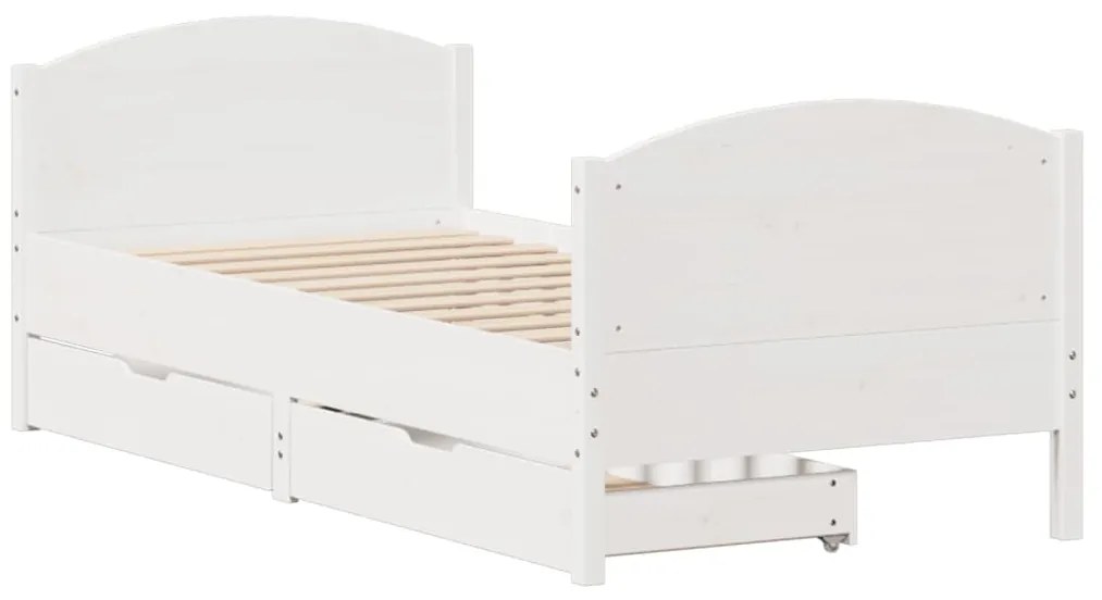 Letto senza materasso bianco 90x190 cm in legno massello pino