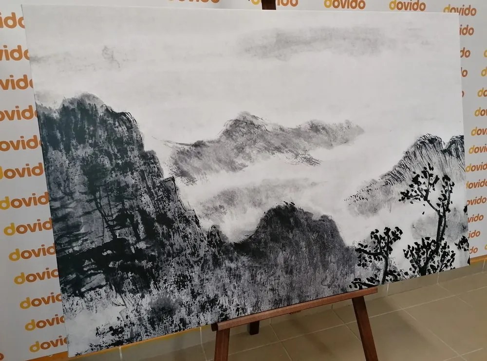 Quadro su tela – Pittura tradizionale cinese di paesaggio in bianco e nero