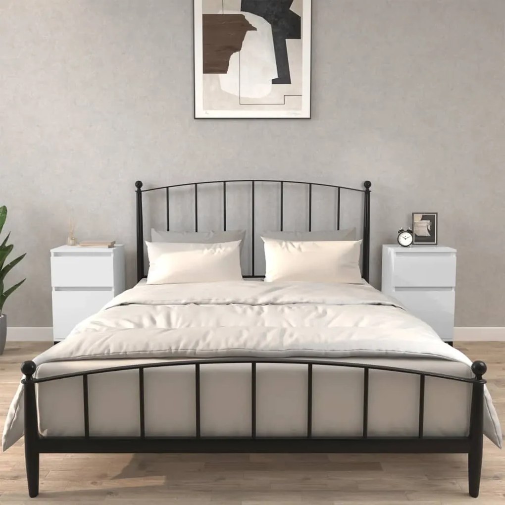 Comodini 2 Pz Bianco Lucido 40x35x70 Cm /
