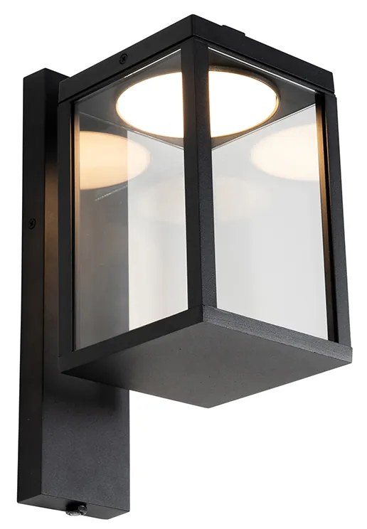 Lampa da parete esterna nera con LED e sensore crepuscolare - Ferdinand