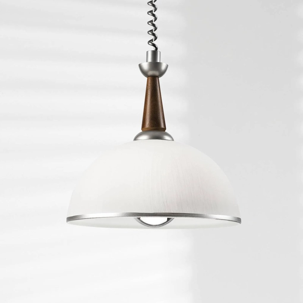 Lamkur Lighting Lampada a sospensione Ilsa, bianco/argento, Ø 30 cm, regolabile in altezza