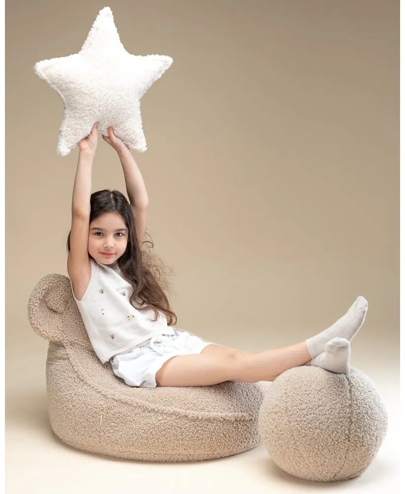 Pouf a sacco per bambini marrone chiaro con rivestimento in bouclé Bear – Wigiwama