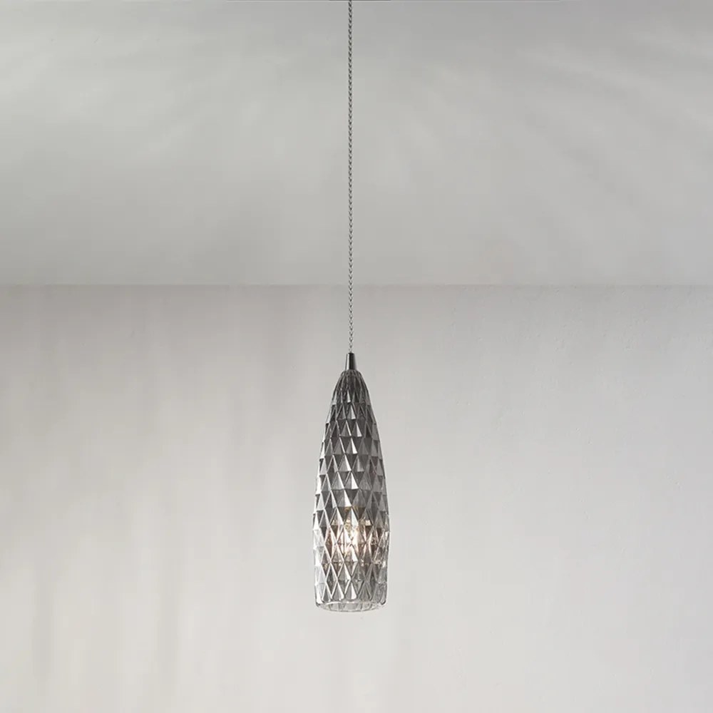 Lampadario In Metallo Contemporaneo Flut Cromo 1 Luce E27