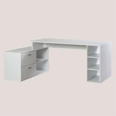 Tavolo da ufficio in legno Taluk Bianco & A sinistra - Sklum