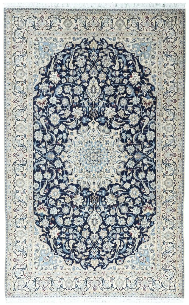 Nain Tappeto 320x200 Blu (Iran) Annodato A Mano
