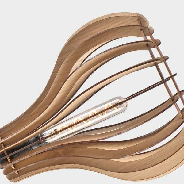 Lampadario a sospensione con filo TUCCI 1xE27/60W/230V diametro 29 cm quercia