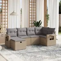 Set Divano da Giardino 6 pz con Cuscini Beige Misto Polyrattan 3263795