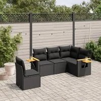 Set Divani da Giardino 5 pz con Cuscini in Polyrattan Nero 3259213