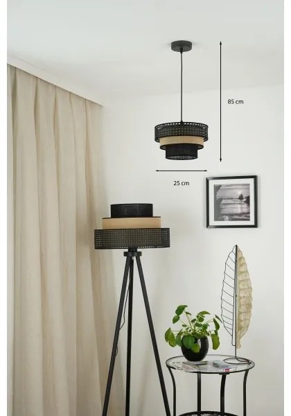 Brilagi - Lampadario a sospensione DAKOTA LUNETA 1xE27/15W/230V Ø 25 cm nero/rat