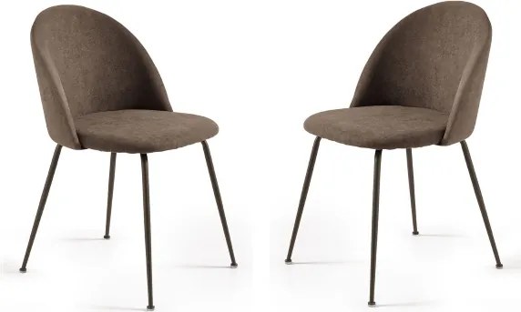 Sedia da pranzo in tessuto e gambe metallo marrone - KAREN 2 sedie