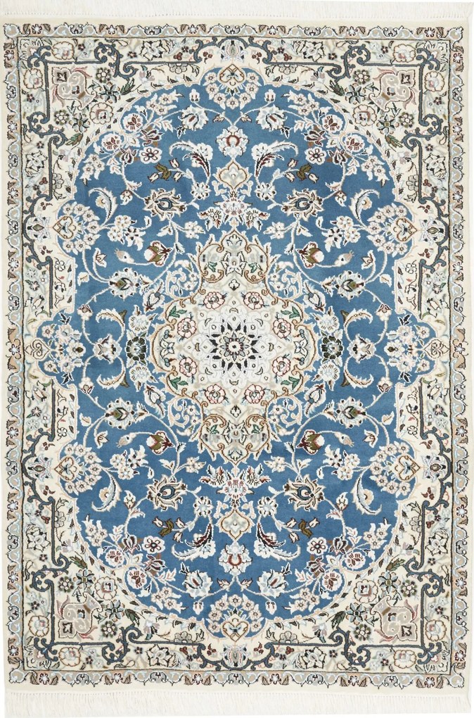 Nain Tappeto persiano 150x100 Blu (Iran) Annodato A Mano