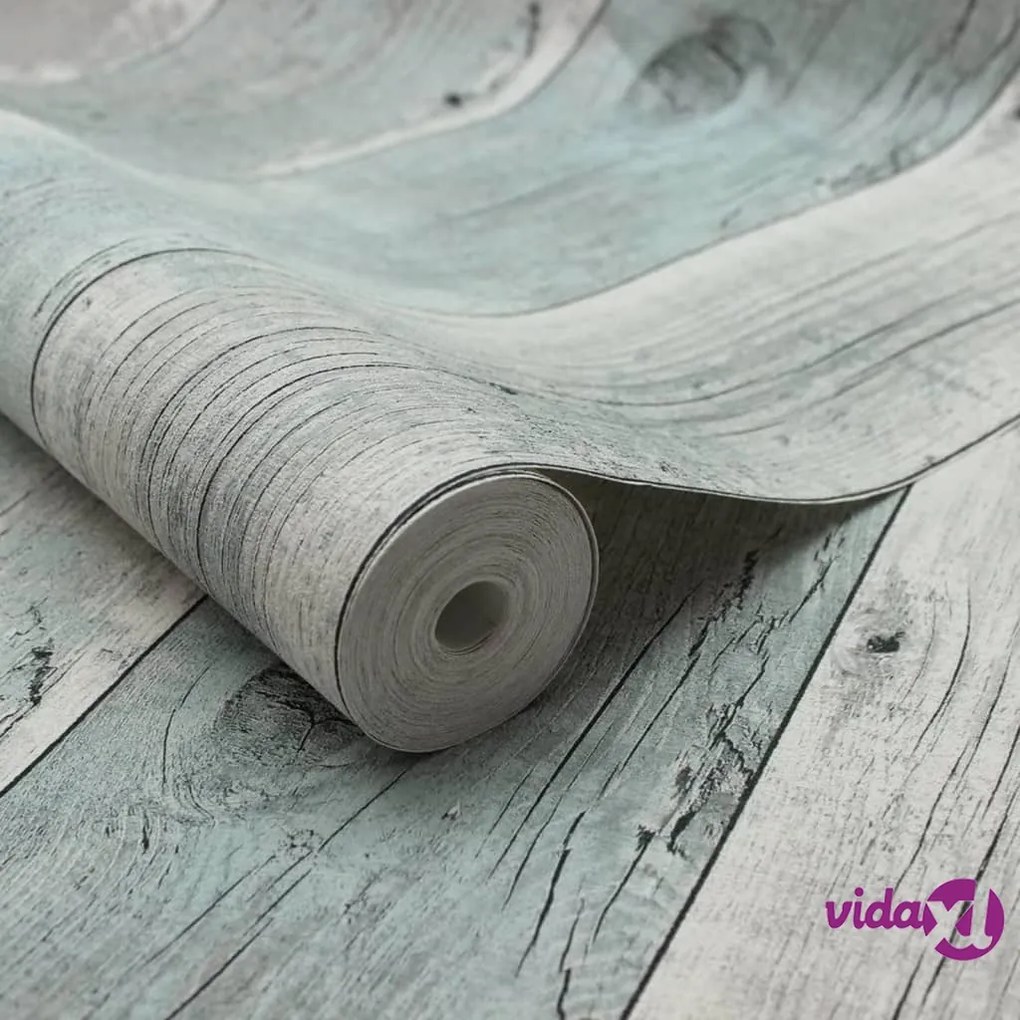 Noordwand Topchic Carta da Parati Wooden Planks Grigio e Blu