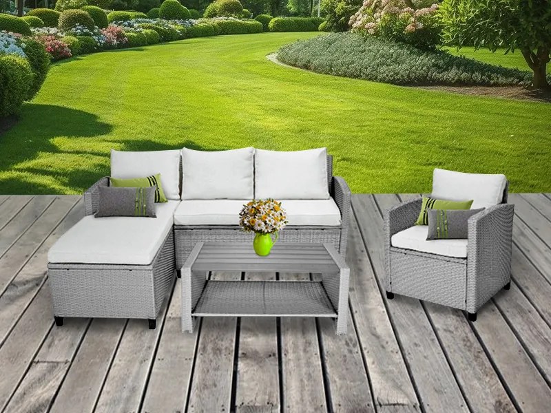 Eleganti mobili da giardino in rattan grigio