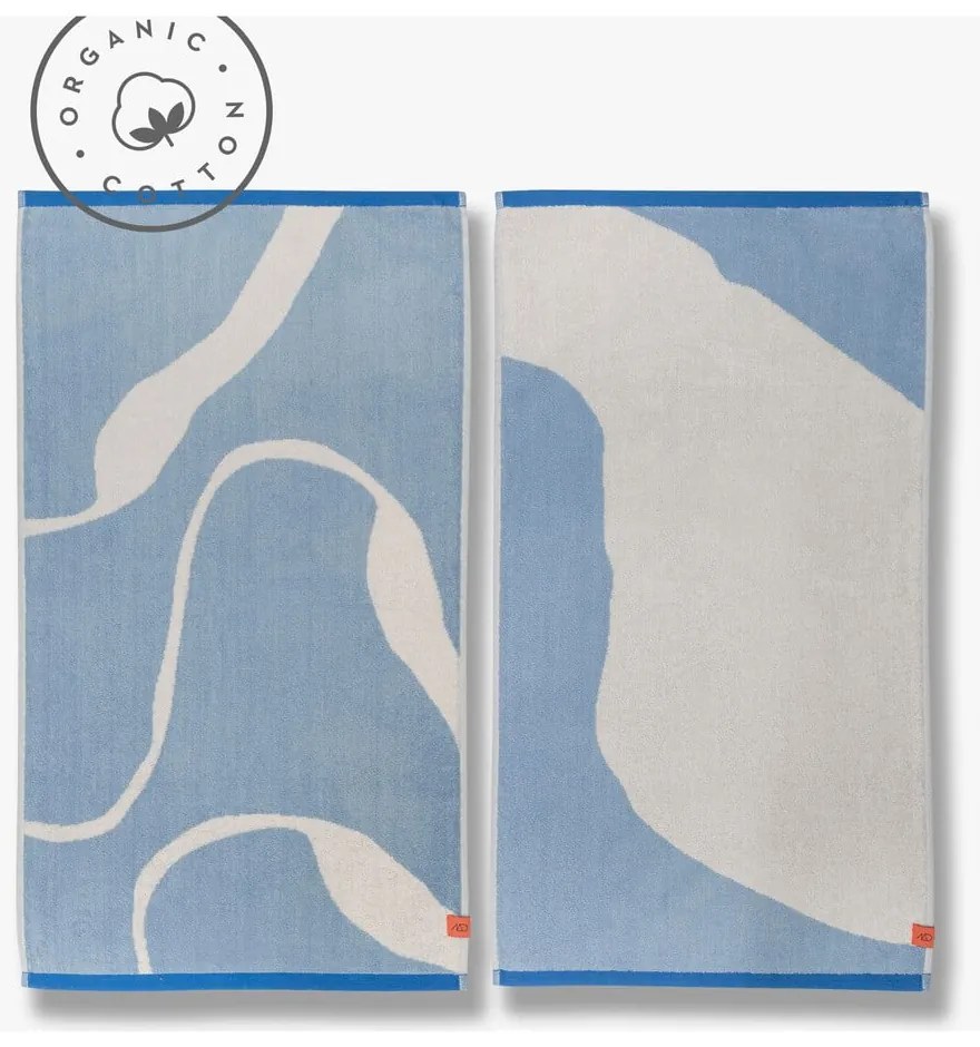 Asciugamani bianchi e blu in set da 2 pezzi in cotone biologico 50x90 cm Nova Arte - Mette Ditmer Denmark