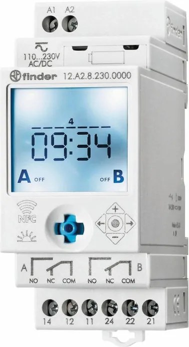 Interruttore orario digitale 12A282300000MMM FINDER 2 moduli