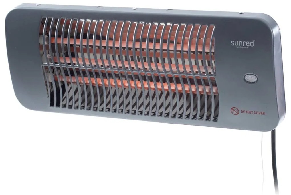 Sunred Riscaldatore da Esterno a Parete Lugo 2000 W Quartz Grigio