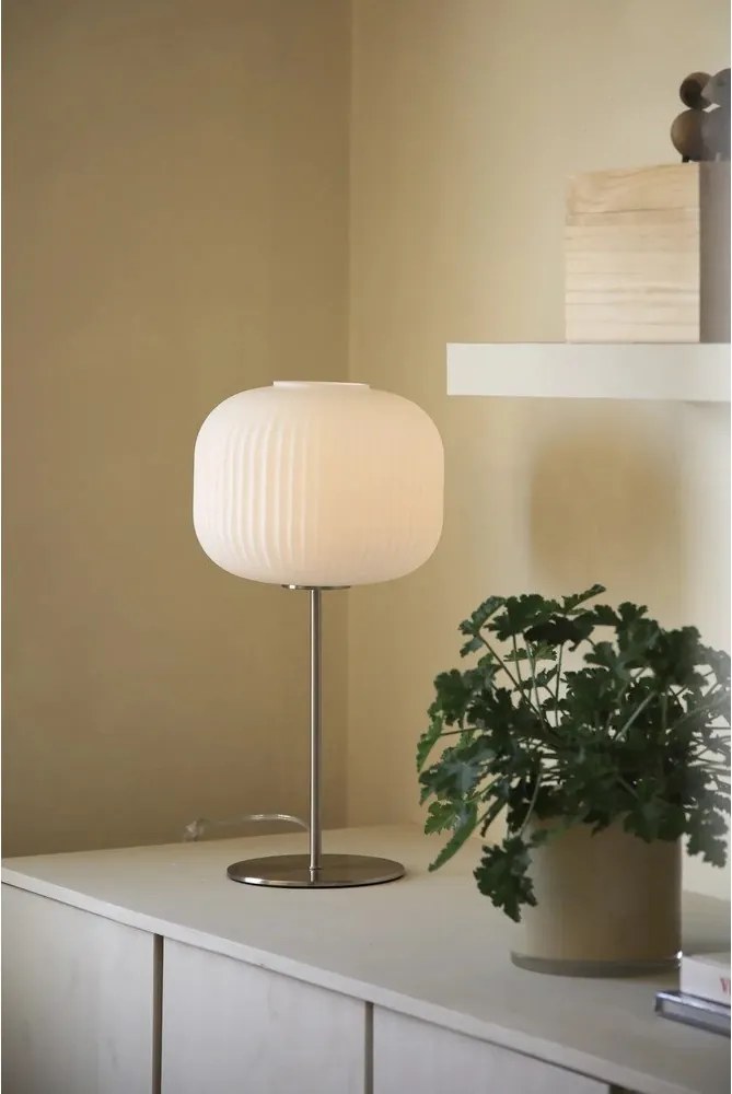 Lampada da tavolo bianca/argentata con paralume in vetro (altezza totale 50 cm) Sober – Markslöjd