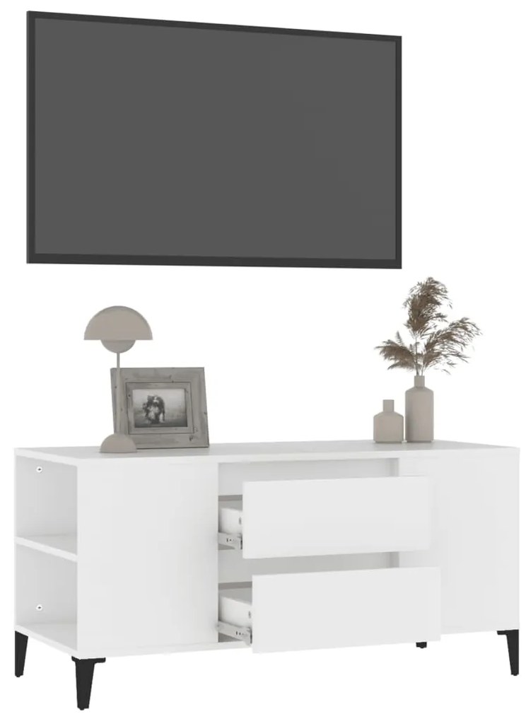 Mobile Porta TV Bianco 102x44,5x50 cm in Legno Multistrato