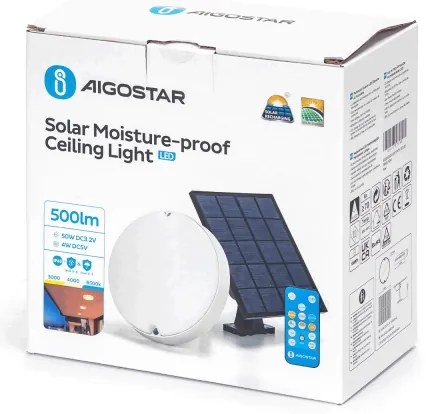 Aigostar - Plafoniera solare LED/3,2V 3000K/4000K/6500K IP65 + TC