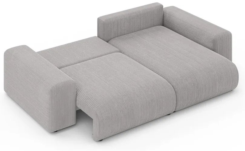 Divano angolare grigio chiaro allungabile/con contenitore (con composizione variabile) con rivestimento in velluto a coste Luma – Ropez