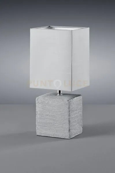 Ping lampada tavolo ceramica grigia paralume quadrato h.29cm attacc...