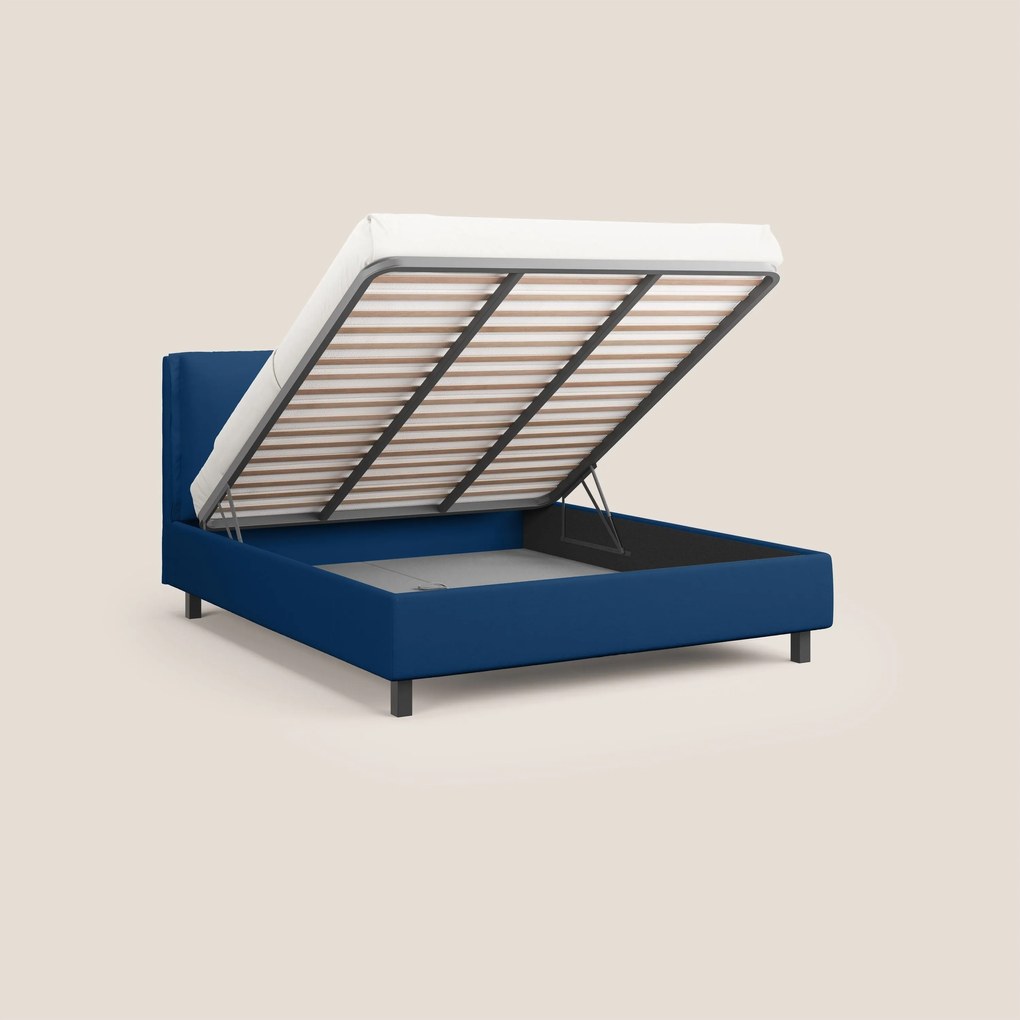 Emma letto contenitore con cuscini mobili in microfibra smacchiabile T11 blu