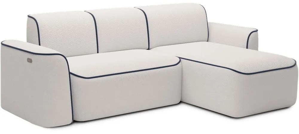 Divano angolare blu/color crema (con penisola a destra/con chaise lounge) e rivestimento in bouclé Ume – ELTAP