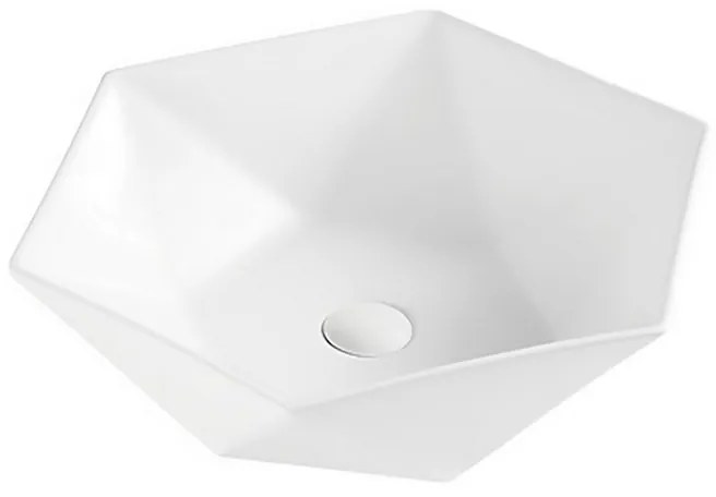 Kamalu - lavabo da appoggio 45cm forma esagonale bianca | litos-k45