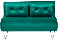 Divano Letto Velluto Verde Scuro 2 Posti Letto Sfoderabile senza braccioli Con 2 Cuscini Gambe In Metallo dorato Glamour