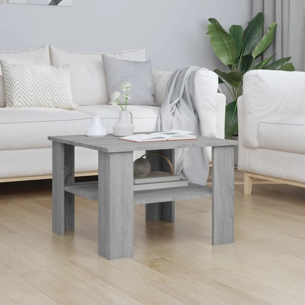 Tavolino da salotto grigio sonoma 60x60x42 cm legno multistrato