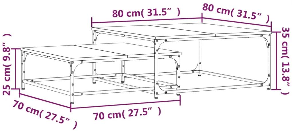 Tavolini Impilabili 2 pz Rovere Marrone in Legno Multistrato