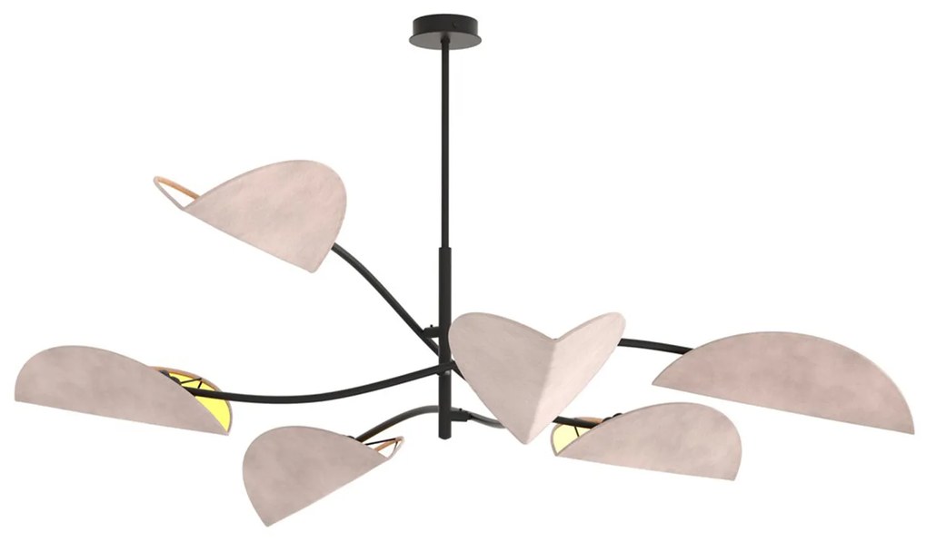 Plafoniera Moderna Ares Acciaio Nero Grigio 6 Luci E14 Ip20