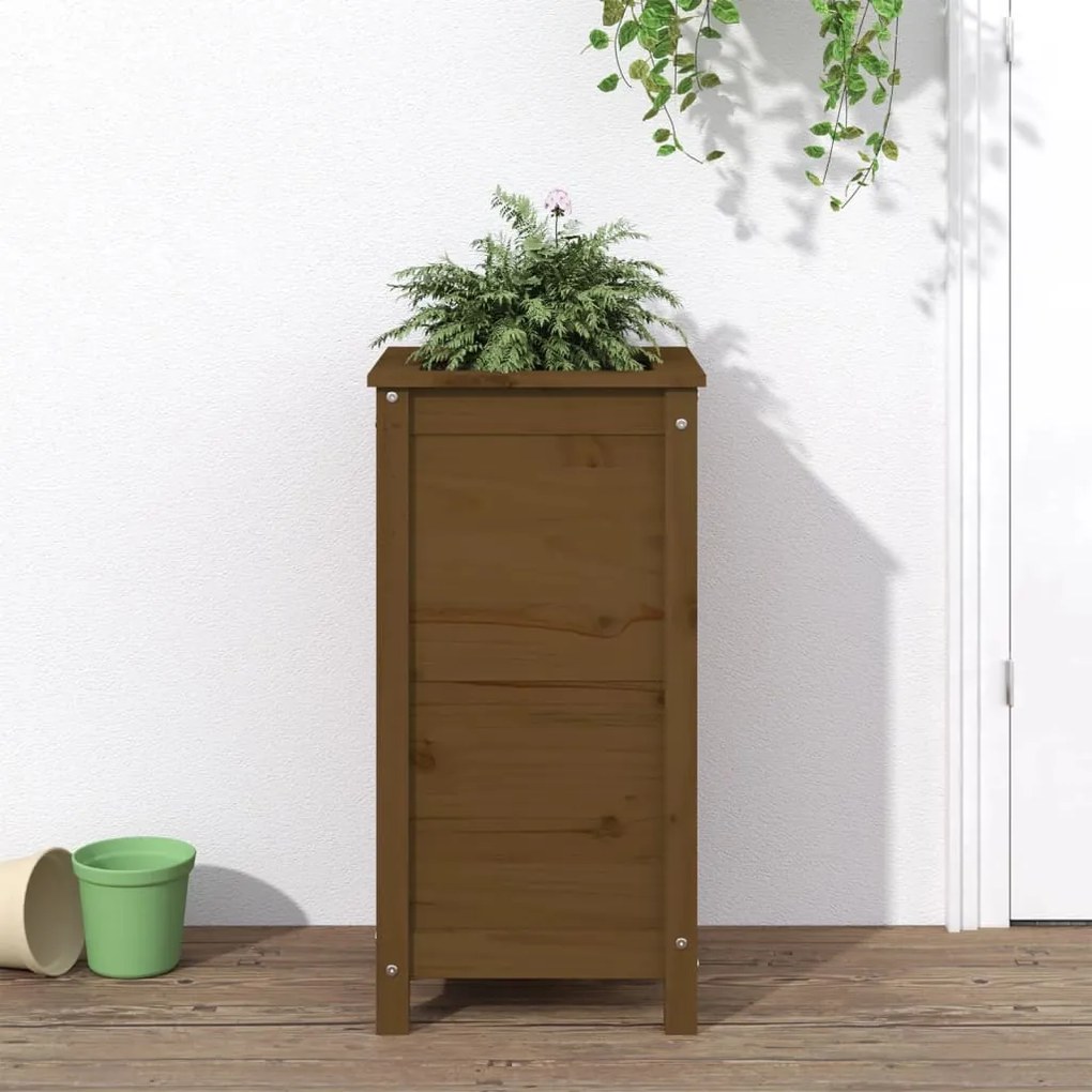 Fioriera Da Giardino Ambra 40x40x78 Cm Legno Massello Di Pino /