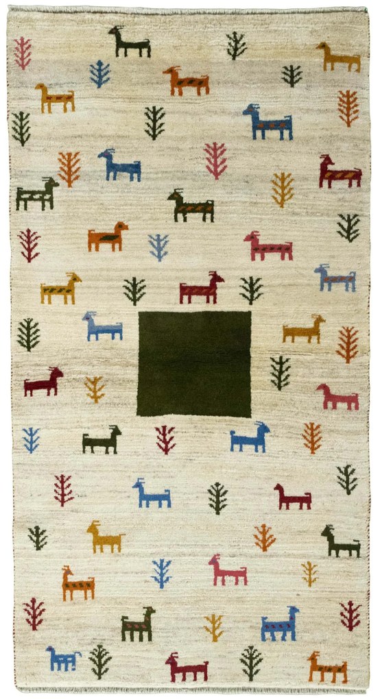 Gabbeh Tappeto persiano 110x200 Beige (Iran) Annodato A Mano