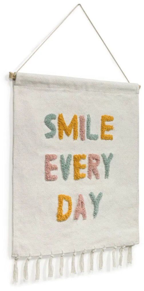 Kave Home - Decorazione da parete Adelina smile every day bianco e multicolore 52 x 60 cm