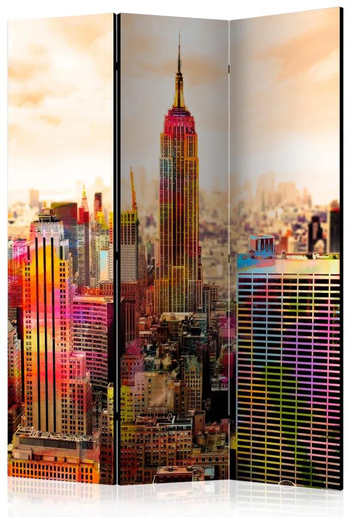 Paravento design Colori di New York City III (3 parti) - architettura colorata