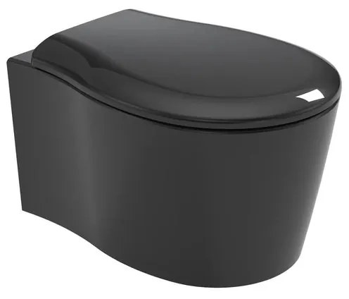 Vaso WC sospeso OLYMPIA CERAMICA soft nero lucido, sedile incluso P 55 x L 36 cm